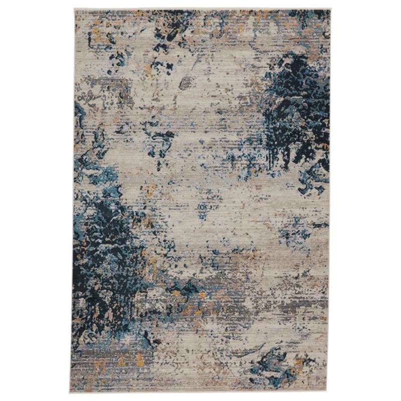 Tunderra Vibe by  Terrior Abstract Blue/ Gold Area Rug (5'3"X7'6")