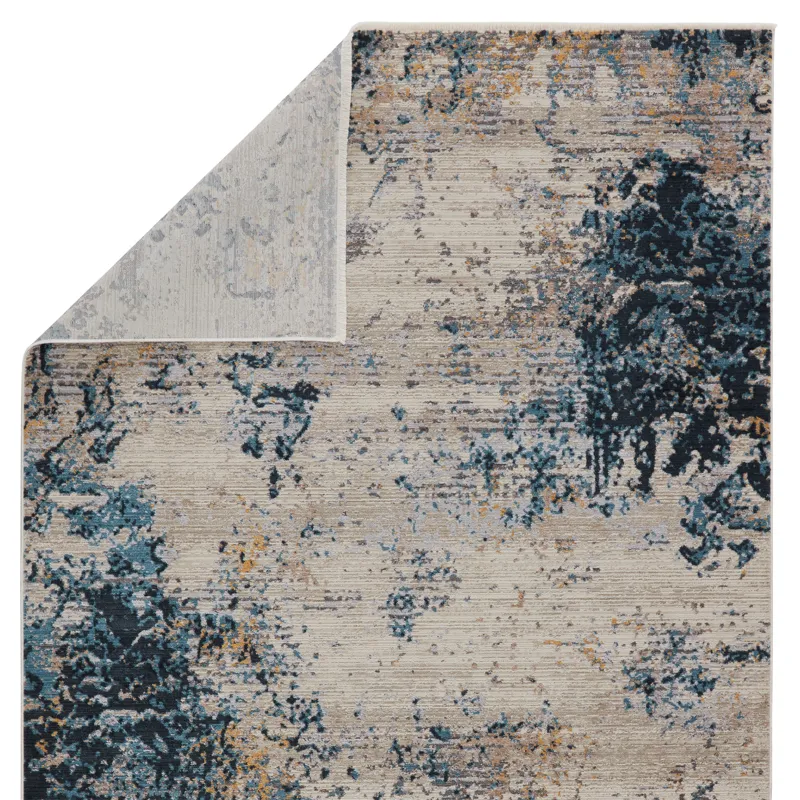 Tunderra Vibe by  Terrior Abstract Blue/ Gold Area Rug (5'3"X7'6")