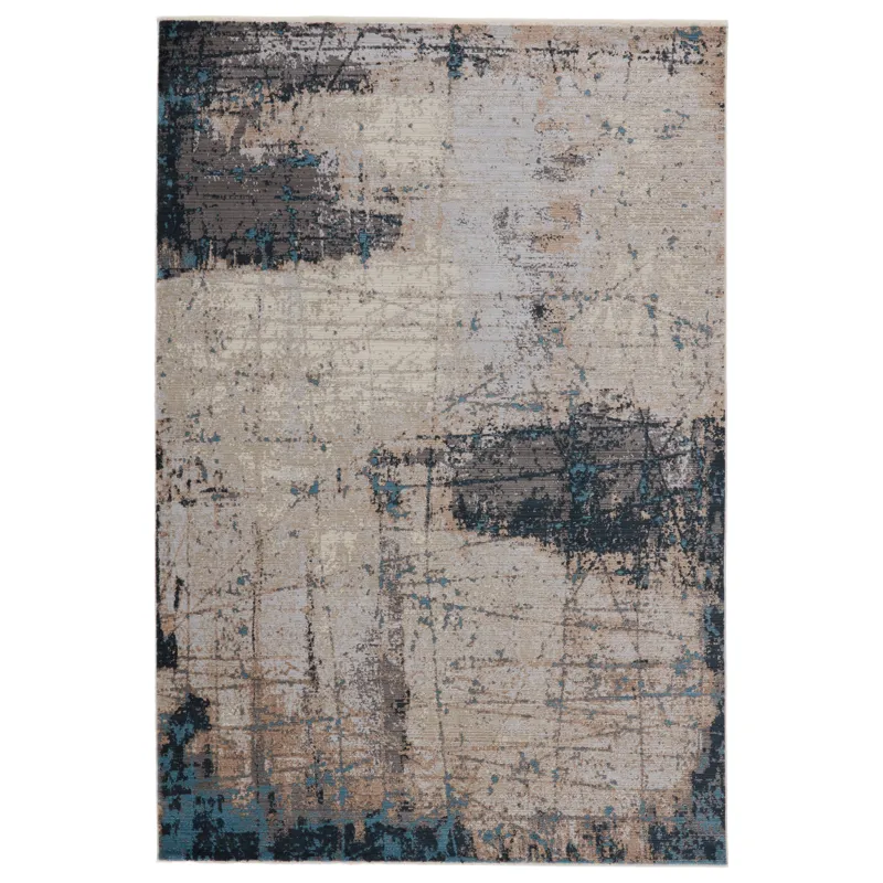 Tunderra Vibe by  Sana Abstract Gray/ Blue Area Rug (8'10"X12'7")