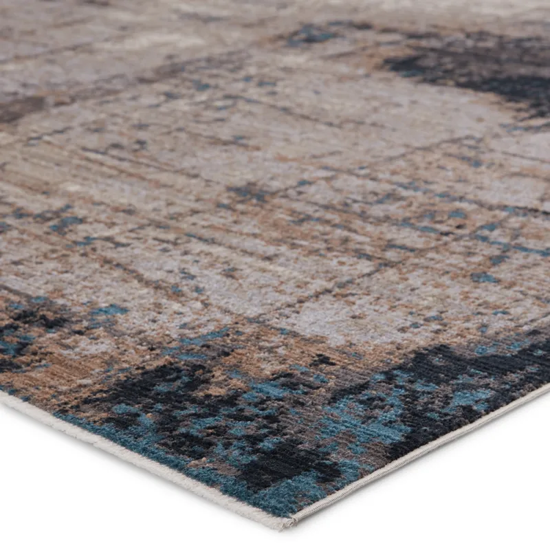 Tunderra Vibe by  Sana Abstract Gray/ Blue Area Rug (8'10"X12'7")