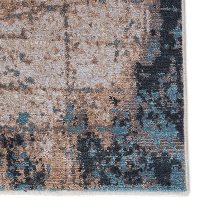 Tunderra Vibe by  Sana Abstract Gray/ Blue Area Rug (8'10"X12'7")