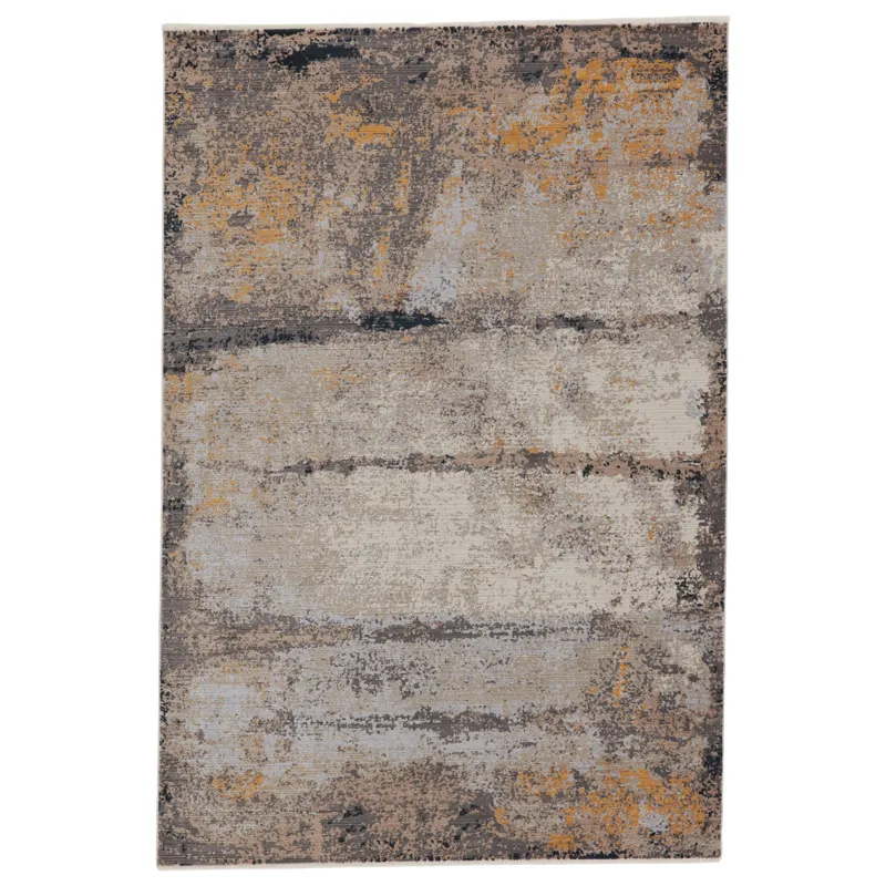 Tunderra Vibe by  Trevena Abstract Gray/ Gold Area Rug (5'3"X7'6")