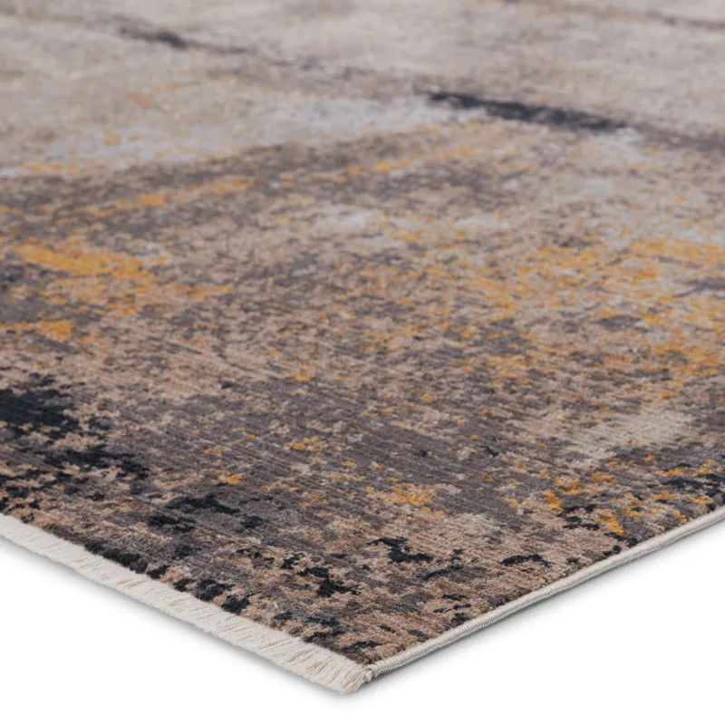 Tunderra Vibe by  Trevena Abstract Gray/ Gold Area Rug (5'3"X7'6")