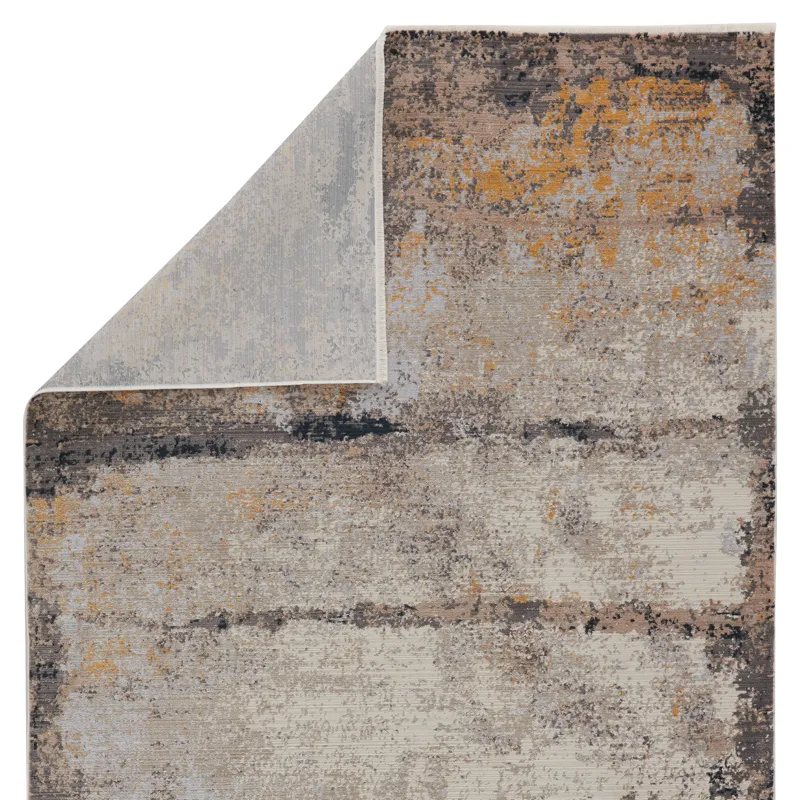 Tunderra Vibe by  Trevena Abstract Gray/ Gold Area Rug (5'3"X7'6")