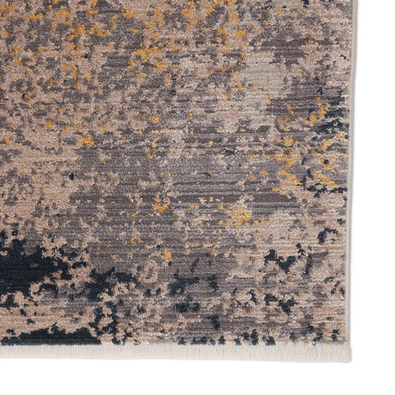 Tunderra Vibe by  Trevena Abstract Gray/ Gold Area Rug (5'3"X7'6")