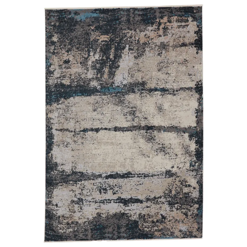 Tunderra Vibe by  Trevena Abstract Blue/ Gray Area Rug (5'3"X7'6")