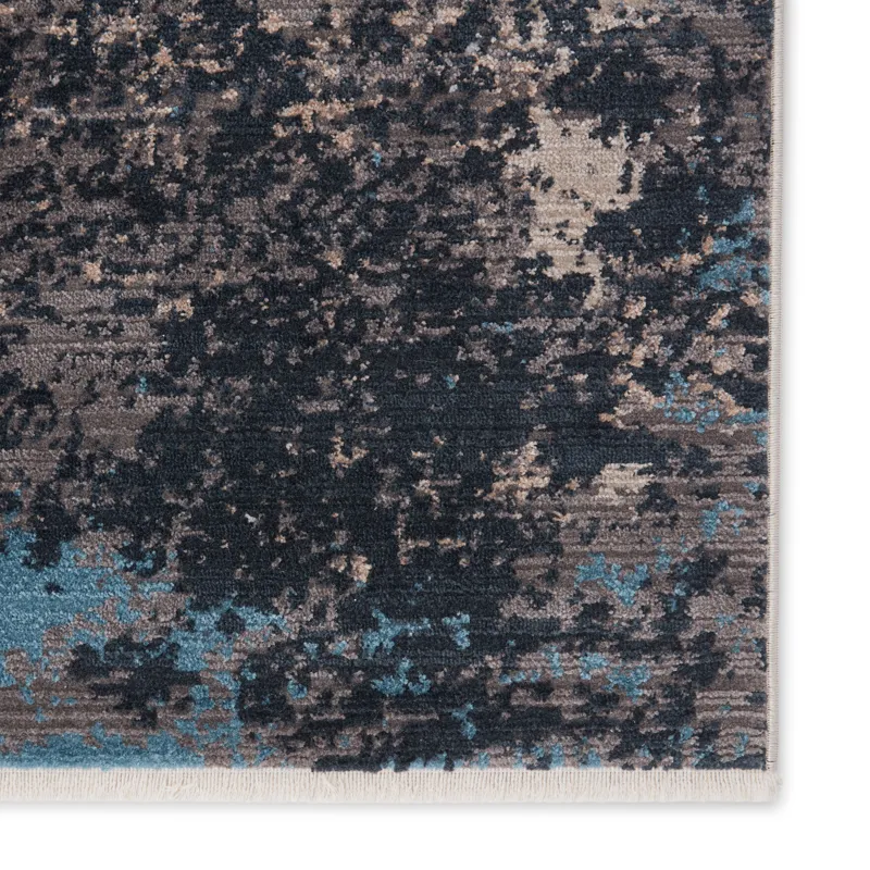 Tunderra Vibe by  Trevena Abstract Blue/ Gray Area Rug (5'3"X7'6")