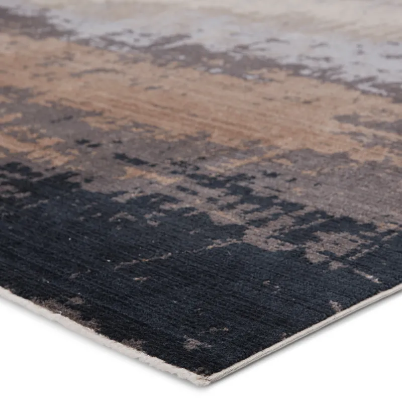 Tunderra Vibe by  Wystan Abstract Gray/ Blue Area Rug (5'3"X7'6")