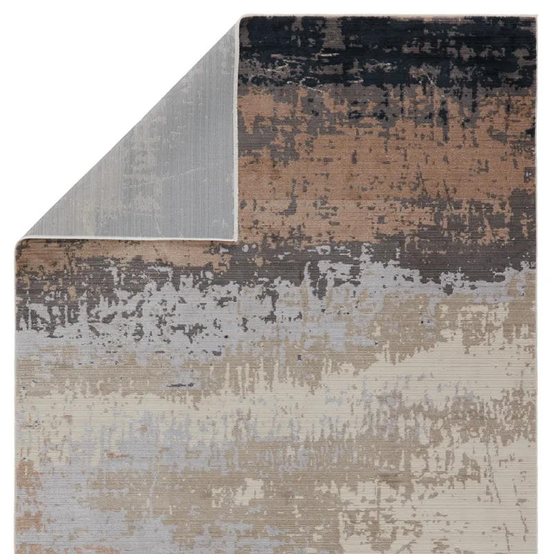 Tunderra Vibe by  Wystan Abstract Gray/ Blue Area Rug (5'3"X7'6")