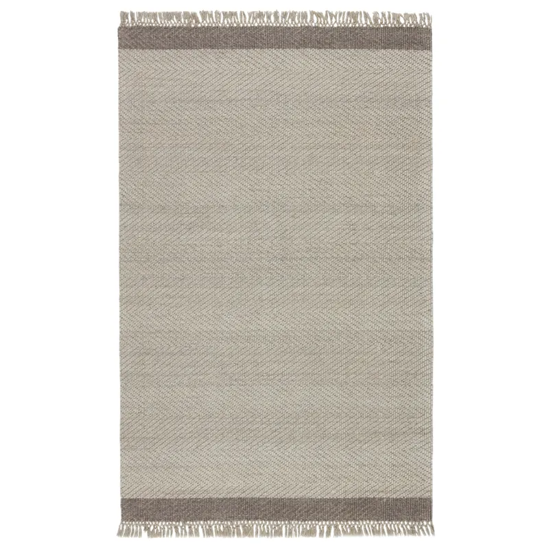 The Weekend Sunday Handmade Border Light Gray/ Ivory Area Rug (8'X10')