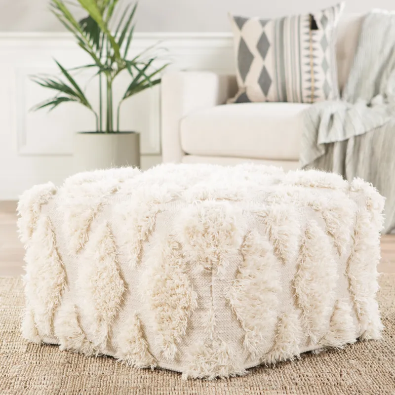 Ultra By Nikki Chu Nikki Chu by  Aaltos Geometric Ivory Cube Pouf