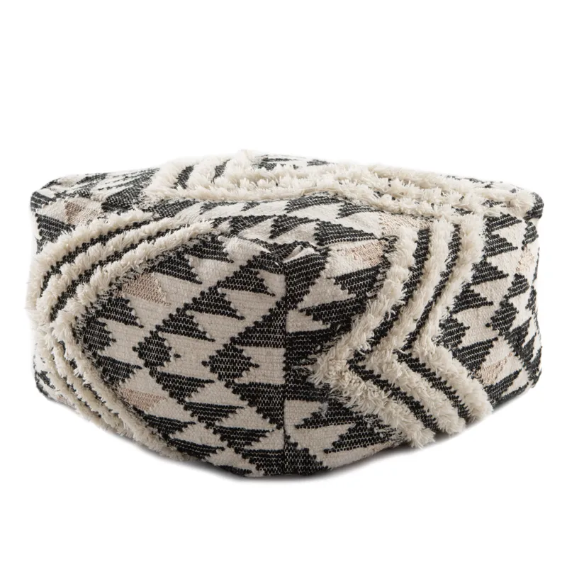 Ultra By Nikki Chu Nikki Chu by  Nomadic Chevron Cream/ Black Cuboid Pouf
