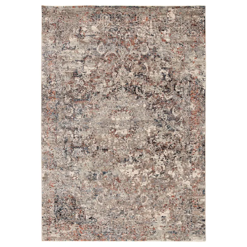 Valentia Niran Medallion Gray/ Rust Runner Rug (2'5"X10')