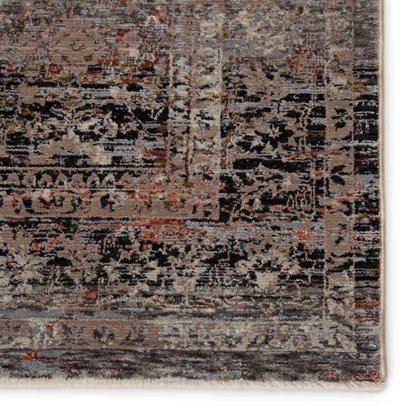 Valentia Elio Oriental Gray/ Black Area Rug (9'3"X13'3")