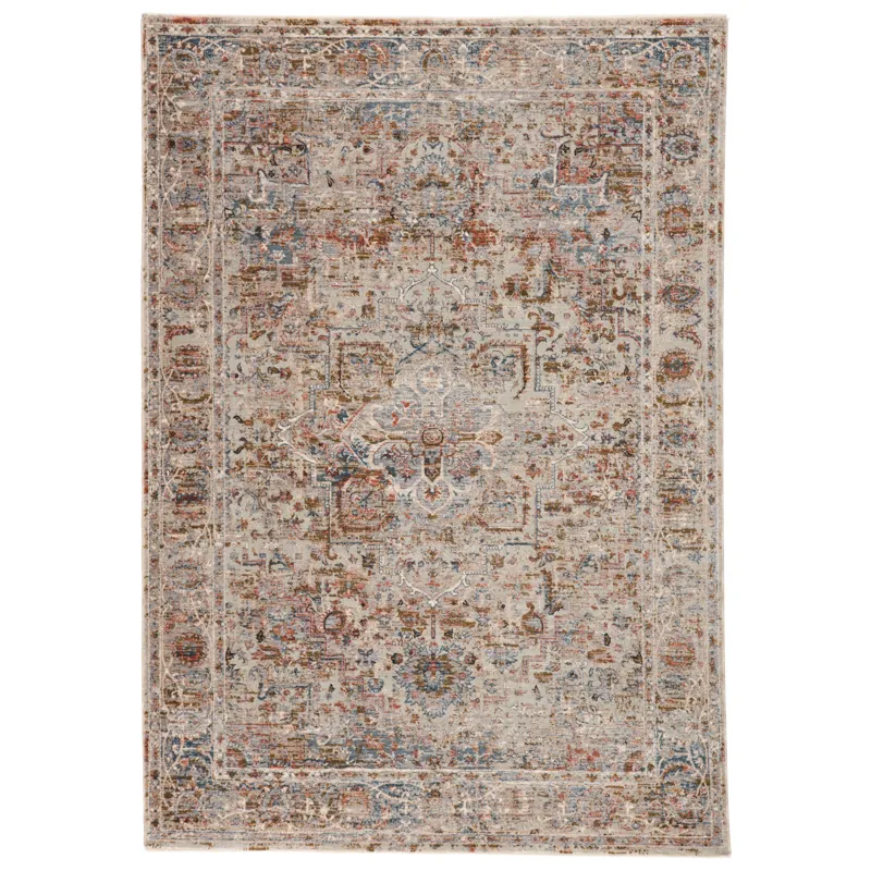 Valentia Pierce Medallion Gray/ Multicolor Runner Rug (2'5"X10')
