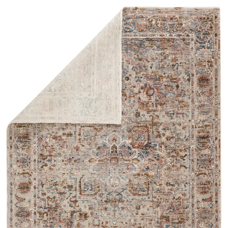 Valentia Pierce Medallion Gray/ Multicolor Runner Rug (2'5"X10')