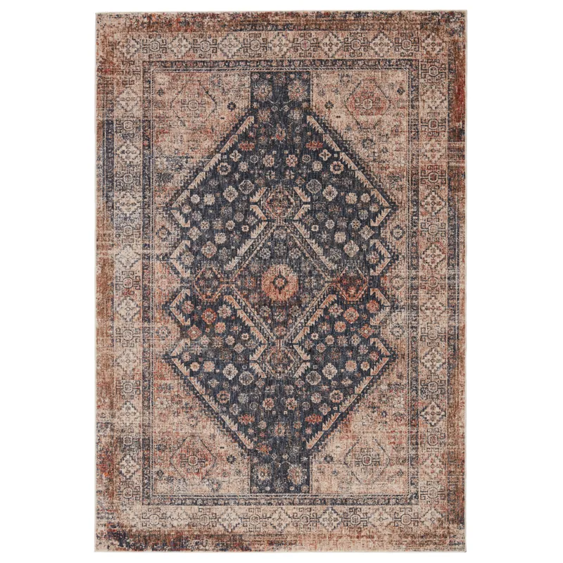 Vanadey Vibe by  Vesna Medallion Blue/ Light Taupe Area Rug (5'3"X7'6")