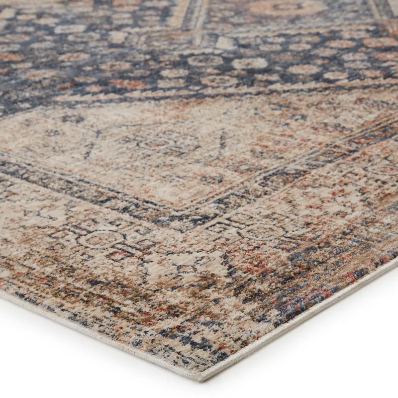 Vanadey Vibe by  Vesna Medallion Blue/ Light Taupe Area Rug (5'3"X7'6")