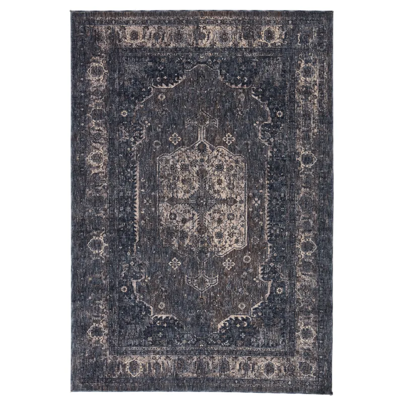 Vanadey Vibe by  Temple Medallion Blue/ Gray Area Rug (5'3"X7'6")