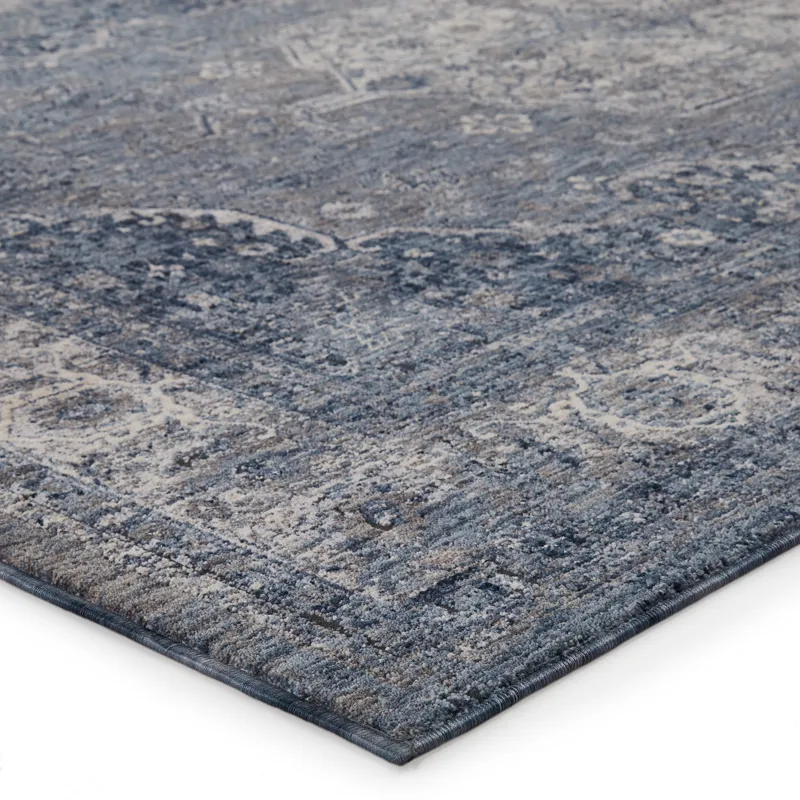 Vanadey Vibe by  Temple Medallion Blue/ Gray Area Rug (5'3"X7'6")