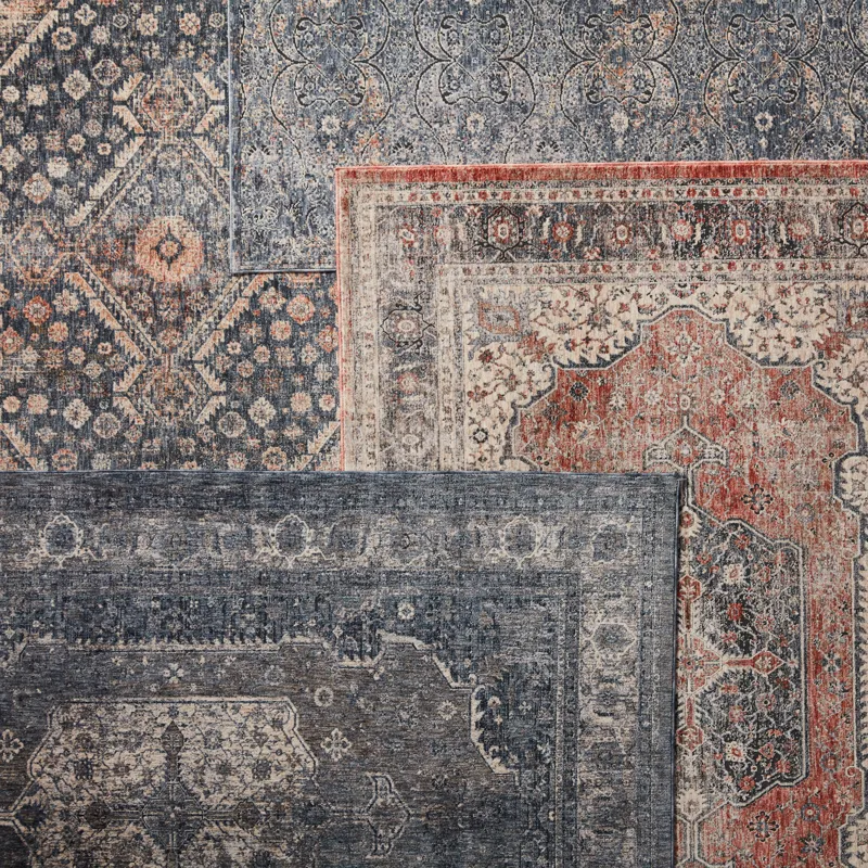 Vanadey Vibe by  Temple Medallion Blue/ Gray Area Rug (5'3"X7'6")