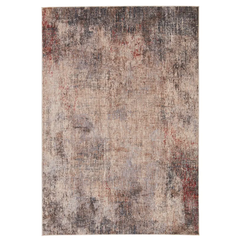 Vanadey Vibe by  Kyson Abstract Light Taupe/ Blue Area Rug (5'3"X7'6")