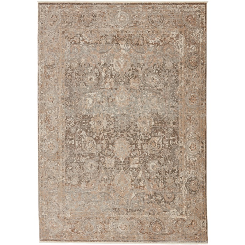 Vienne Baptiste Oriental Dark Taupe/ Gold Area Rug (5'X7'6") VNE025X7