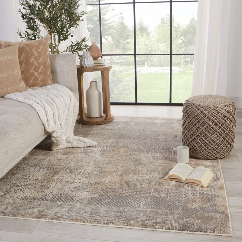 Vienne Ezri Tribal Gray/ Tan Area Rug (9'6"X12'6")