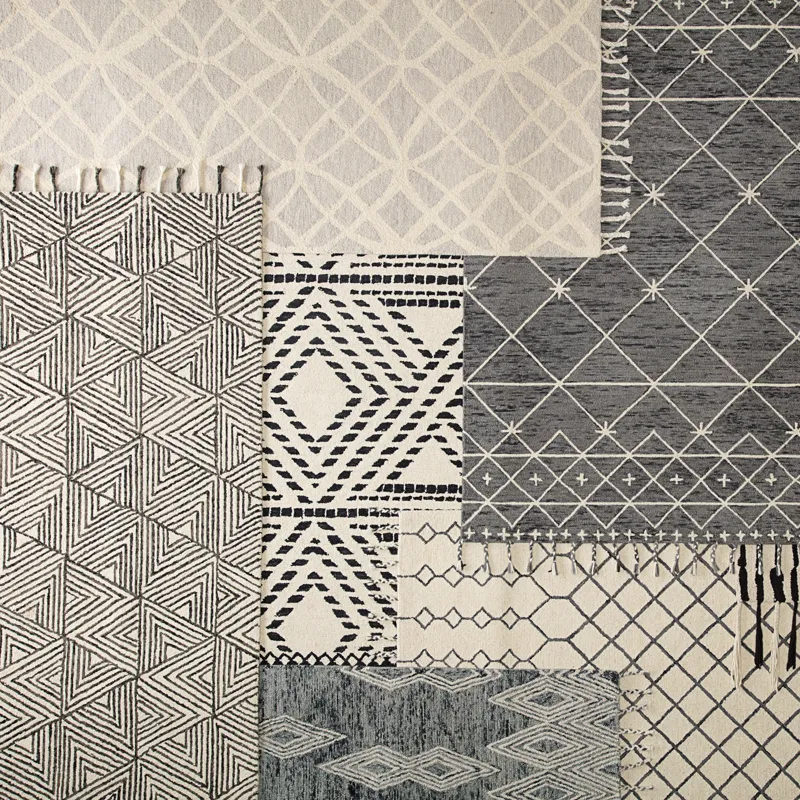 Vera By Nikki Chu Nikki Chu by  Montblanc Handmade Geometric Ivory/ Gray Area Rug (5'X8')