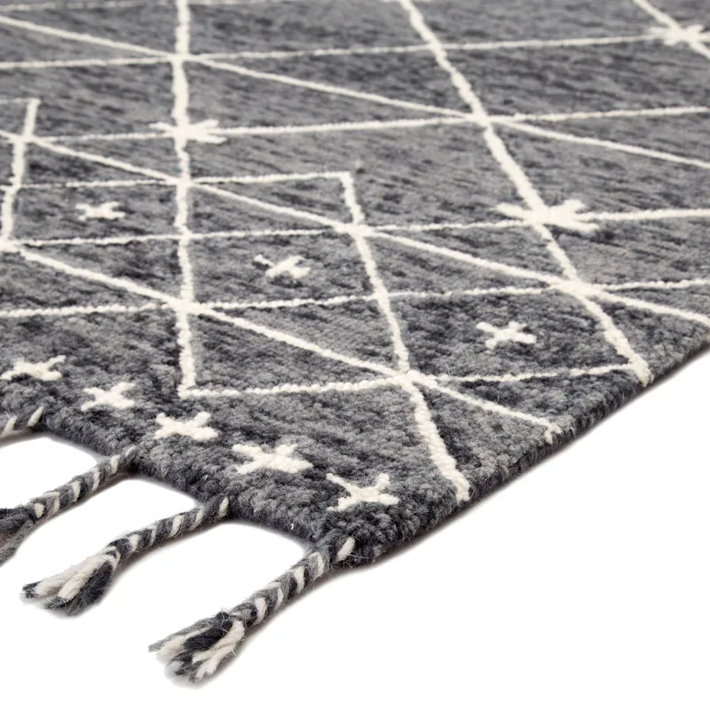 Vera By Nikki Chu Nikki Chu by  Rhea Handmade Trellis Gray/ Ivory Area Rug (2'X3')