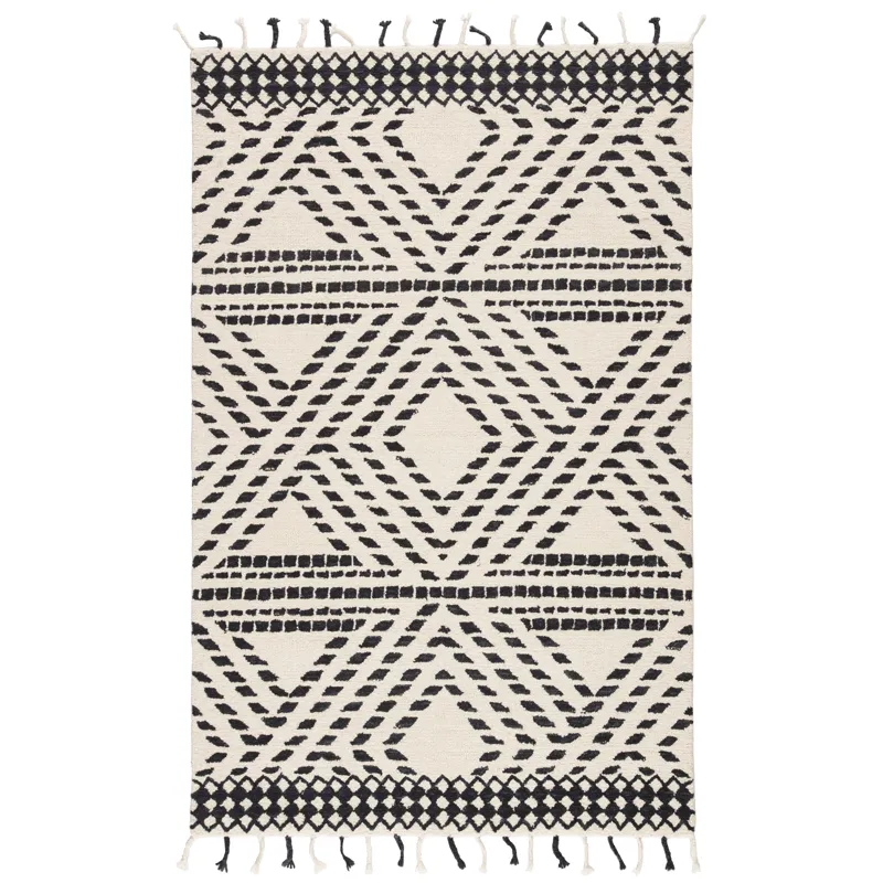 Vera By Nikki Chu Nikki Chu by  Roka Handmade Trellis Ivory/ Black Area Rug (2'X3')