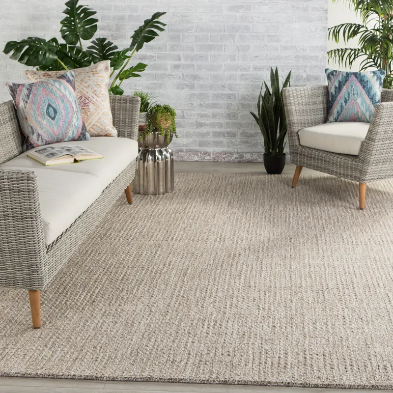 Wisteria Jardin Indoor/ Outdoor Solid Gray/ White Area Rug (8'X10')