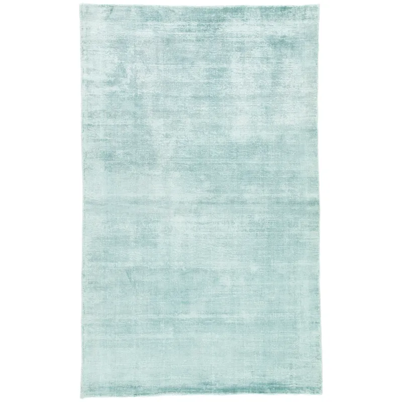 Yasmin Yasmin Handmade Solid Aqua Area Rug (5'X8')