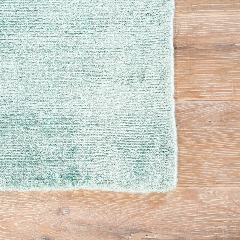 Yasmin Yasmin Handmade Solid Aqua Area Rug (5'X8')