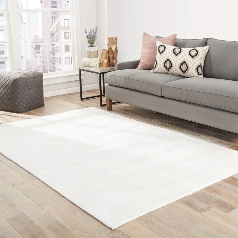Yasmin Yasmin Handmade Solid White Area Rug (10'X14')