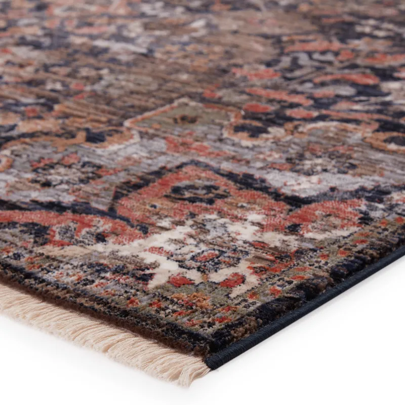 Zefira Vibe by Amena Medallion Black/ Dark Taupe Area Rug