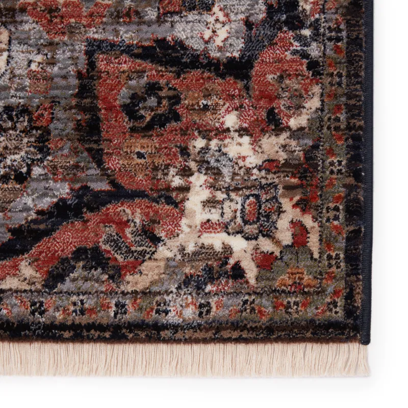 Zefira Vibe by Amena Medallion Black/ Dark Taupe Area Rug