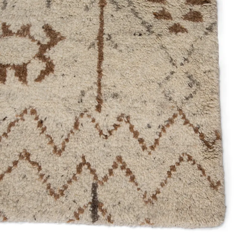 Zuri Zamunda Hand-Knotted Geometric Cream/ Brown Area Rug (5'X8')