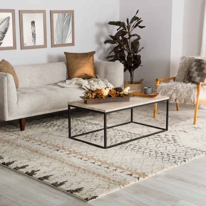 Zuri Zamunda Hand-Knotted Geometric Cream/ Brown Area Rug (5'X8')