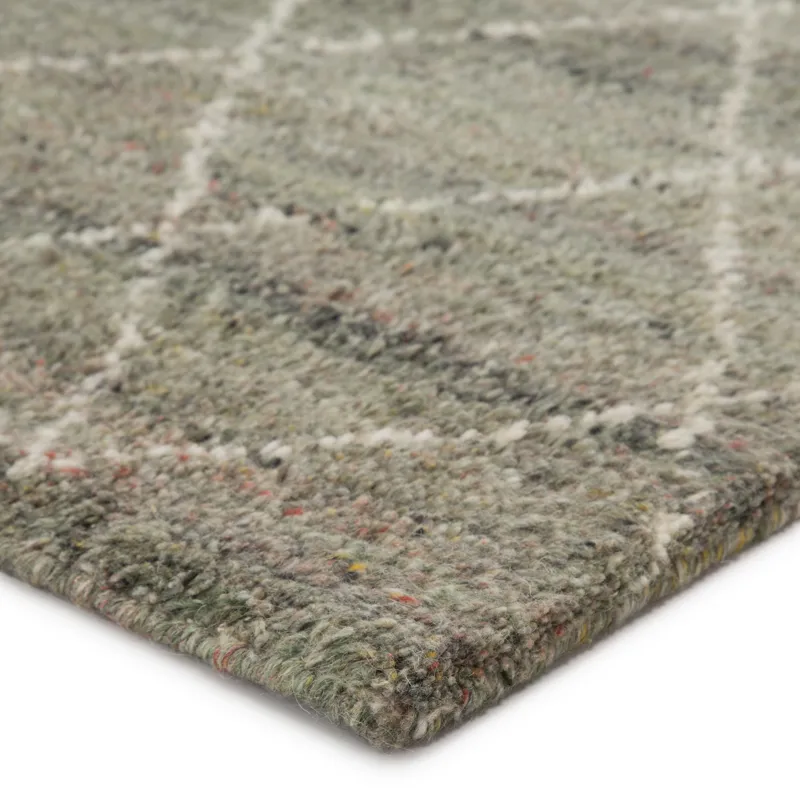 Zuri Batten Hand-Knotted Trellis Green/ Ivory Area Rug (5'X8')