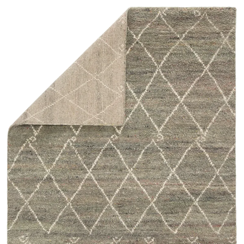 Zuri Batten Hand-Knotted Trellis Green/ Ivory Area Rug (5'X8')