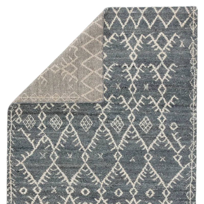 Zuri Zola Hand-Knotted Trellis Blue/ Ivory Area Rug (5'X8')