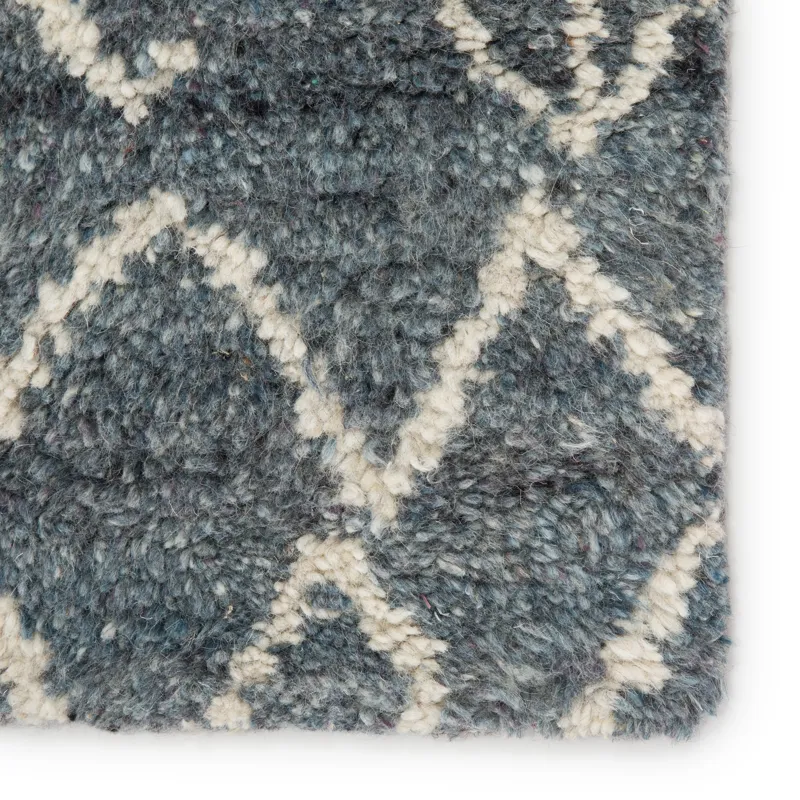 Zuri Zola Hand-Knotted Trellis Blue/ Ivory Area Rug (5'X8')