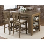Slater Mill Pine Counter Height Storage Table with Stool Set