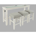 Sofa Console & 3 Stools, White