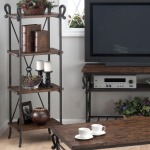 Rutledge Pine Etagere with 4 Wooden Shelves and Steel Frame