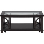 Panama Brown Contemporary Coffee Table with Beveled Glass Top and Casters