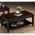Bartley Oak Casual Cocktail Table with Two Drawers and One Shelf
