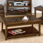 Baroque Brown Mosaic Tile Inlay Cocktail Table with Hidden Casters