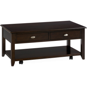 Merlot Castered Cocktail Table with 2 Pull-Thru Drawers